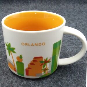 Starbucks 2012 You Are Here Collection Orlando Mug White Orange Graphic 14 fl oz